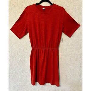 NWT‎ Old Navy Cinch Waist Short Sleeve Shirt Dress Burnt Orange Womens Size S